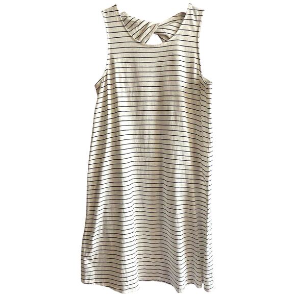 J.Crew Black & White Striped Twist Knot Back Sleeveless Tank Dress Reg Size 0 - Picture 1 of 7